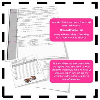 Using a Reading List Minilesson || Logs for Tracking Independent Reading