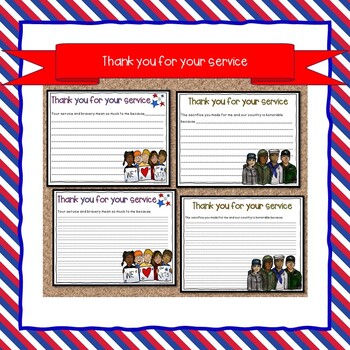 Veterans Day Writing Activities--Writing Prompt, Thank You Note & Acrostic Poems