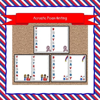 Veterans Day Writing Activities--Writing Prompt, Thank You Note & Acrostic Poems