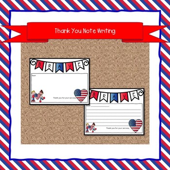 Veterans Day Writing Activities--Writing Prompt, Thank You Note & Acrostic Poems