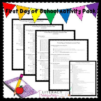 First Day of School Lesson Plan and All About Me Activities for Language Arts